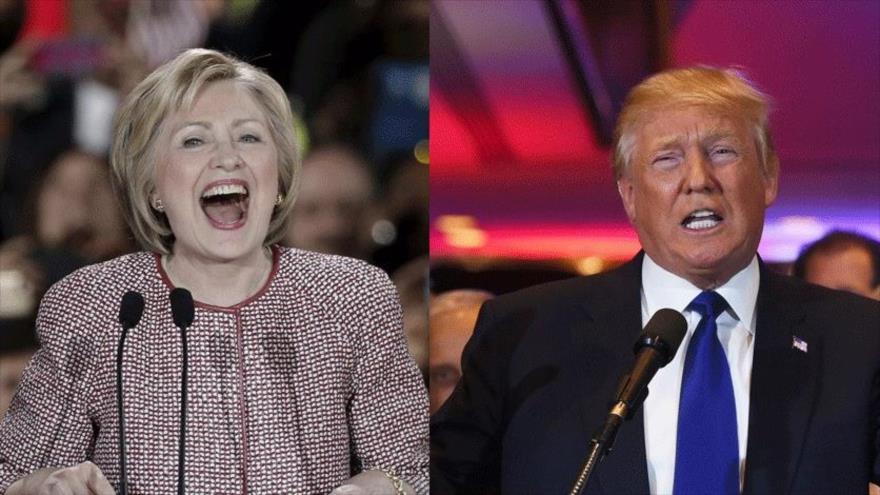 La precandidata demócrata Hillary Clinton (izda) y el aspirante republicano Donald Trump.