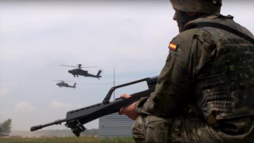 La fuerzas del Ejército de España, durante el "ejercicio Valiant Falcon 16", realizada en Polonia.