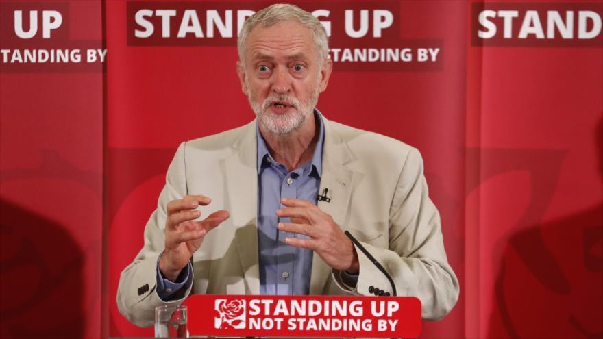 Jeremy Corbyn, el líder del Partido Laborista, ofrece un discurso después de que el brexit triunfase en el referéndum británico, en el centro de Londres, la capital del Reino Unido, 25 de junio de 2016.