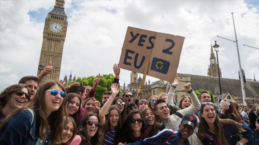 Una manifestación de los británicos a favor de la permanencia de su país en la Unión Europea (UE).