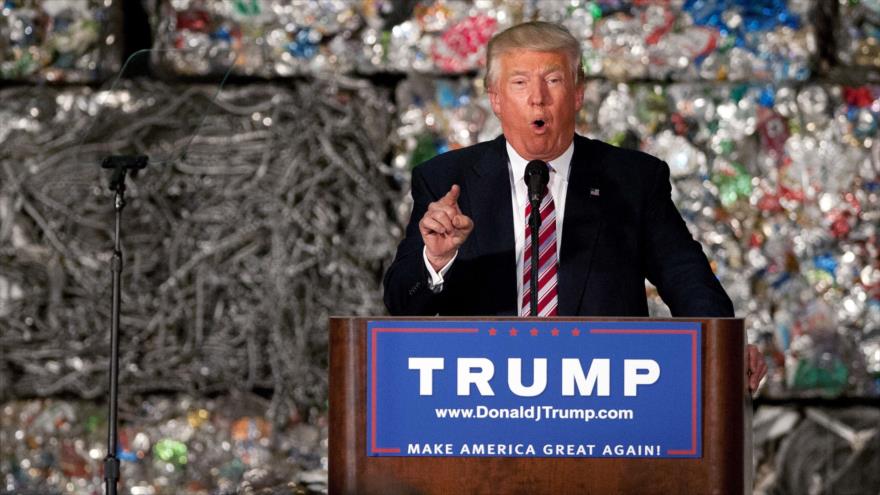 El candidato republicano a la Presidencia de EE.UU., Donald Trump, ofrece un discurso en un acto de campaña en Monessen, estado de Pennsylvania. 28 de junio de 2016