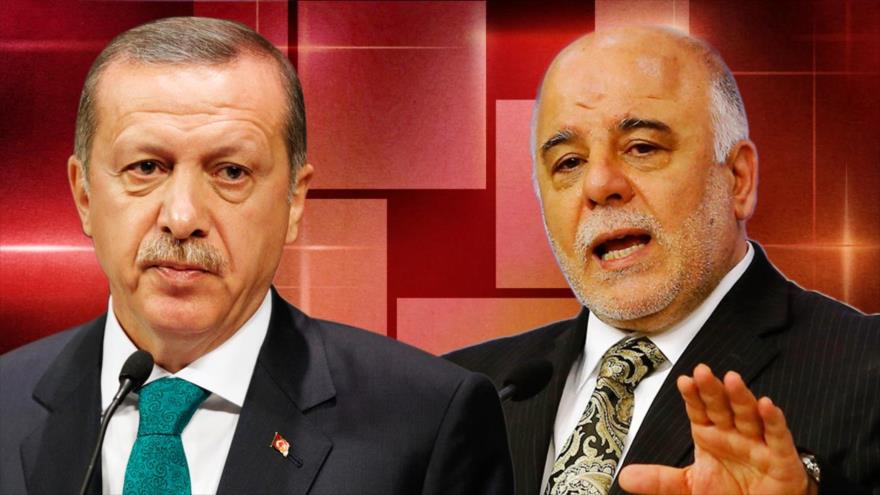 El primer ministro de Irak, Haidar al-Abadi (dcha.) y el presidente de Turquía, Recep Tayyip Erdogan.