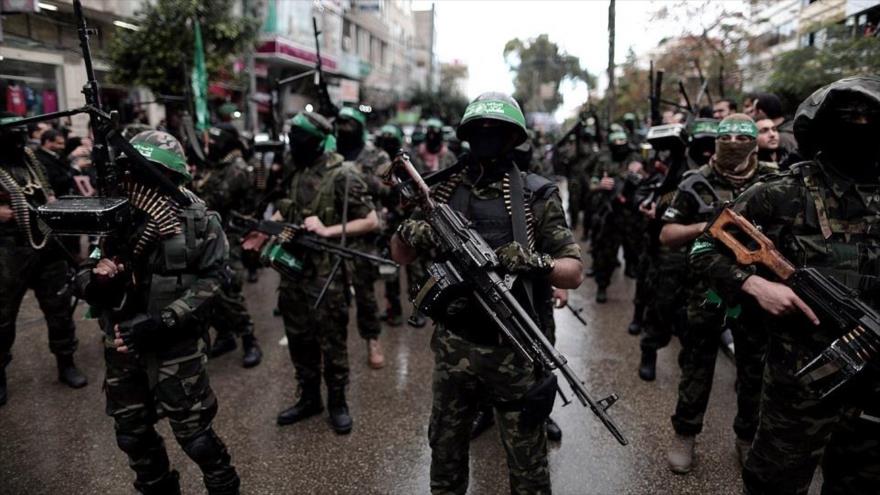 Combatientes de HAMAS en un desfile en la Franja de Gaza.