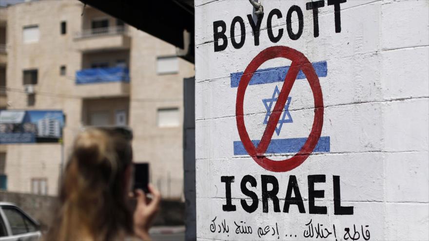 Una propaganda a favor de la campaña internacional de boicot contra Israel en el Reino Unido.