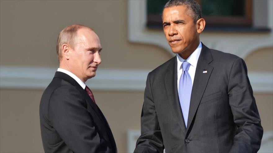 El presidente ruso, Vladimir Putin (izda.), y su homólogo estadounidense, Barack Obama.