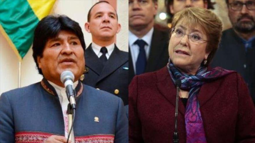 El presidente de Bolivia, Evo Morales, y la Presidenta de Chile, Michelle Bachelet.