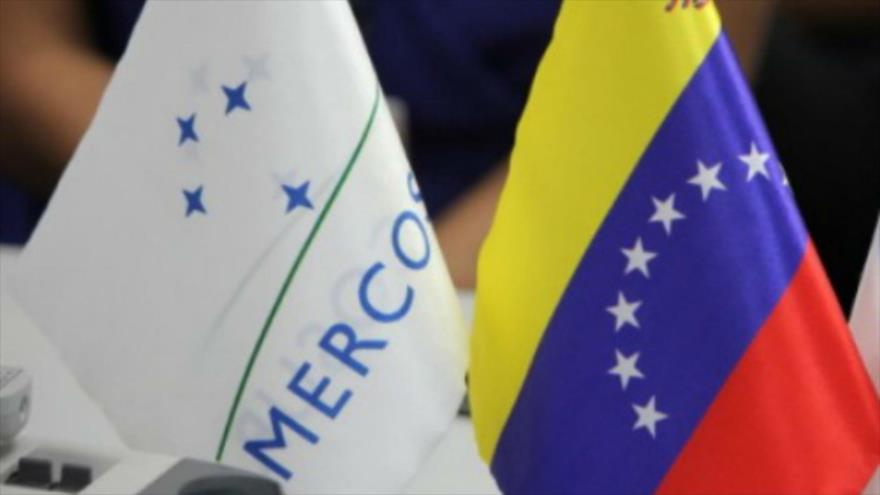 Banderas del Mercado Común del Sur (Mercosur) y de Venezuela.