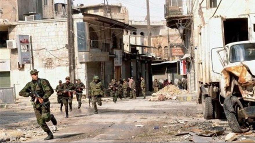 Soldados del Ejército sirio en Alepo.