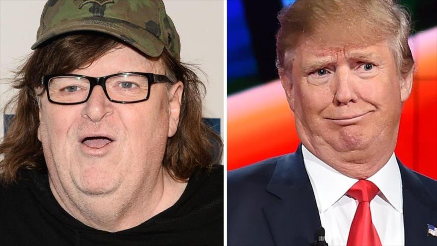 El cineasta estadunidense, Michael Moore (izqda.) y el candidato republicano a la Presidencia de EE.UU., Donald Trump (dcha.).