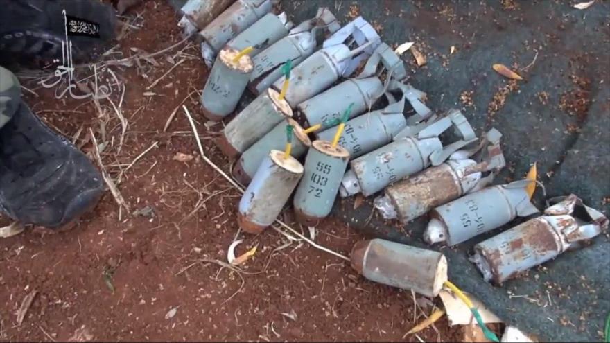 Restos de una bomba de racimo.