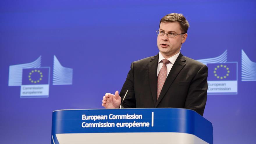 El vicepresidente de la Comisión Europea (CE) a cargo del euro, Valdis Dombrovskis.