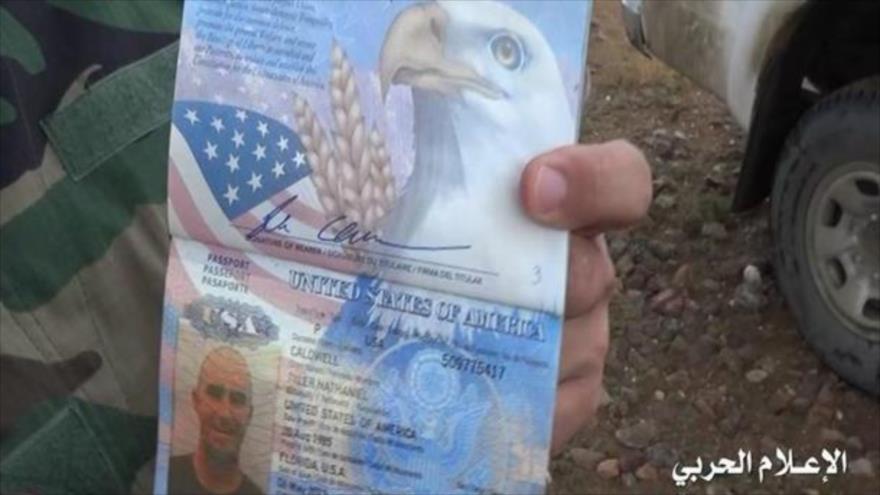 Pasaporte de un presunto soldado estadounidense llamado Tyler Nathaniel Caldwell.
