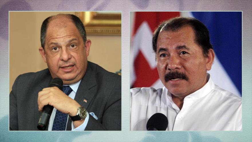 Los presidentes de Nicaragua y Costa Rica, Daniel Ortega (dcha.) y Luis Guillermo Solís, respectivamente.
