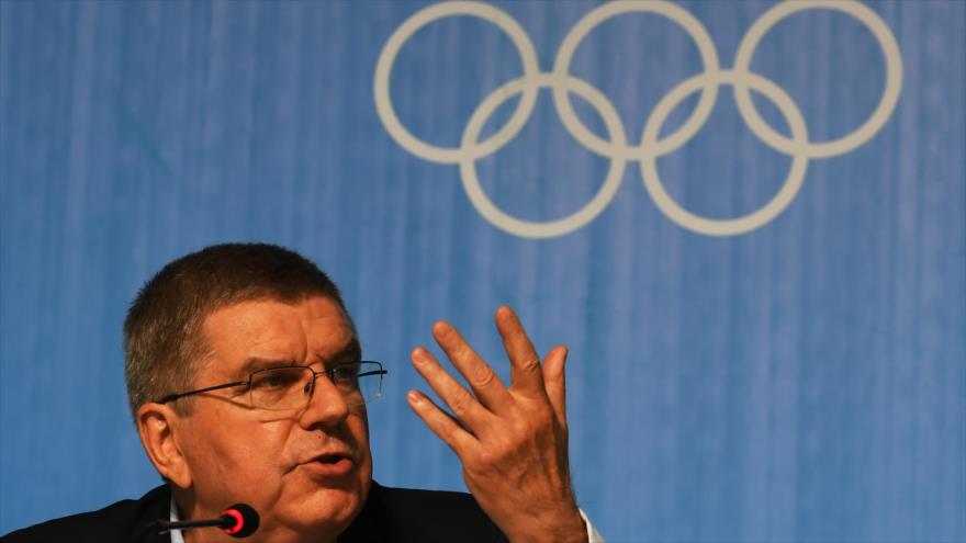 El presidente del Comité Olímpico Internacional, Thomas Bach, durante una conferencia de prensa en Río de Janeiro, 31 de julio 2016.