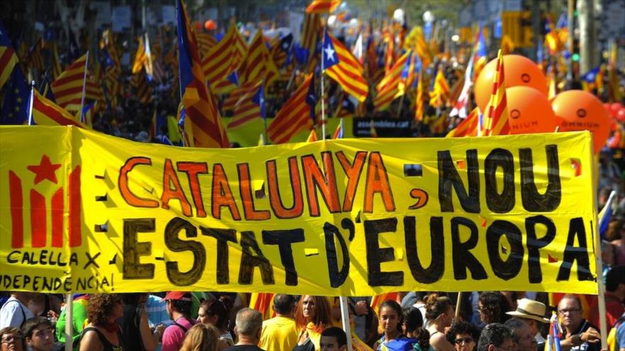 Una manifestación a favor de la independencia de Cataluña. 