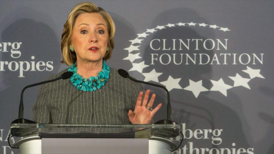Hillary Clinton, actualmente candidata presidencial de EE.UU., pronuncia un discurso en la Fundación Clinton.