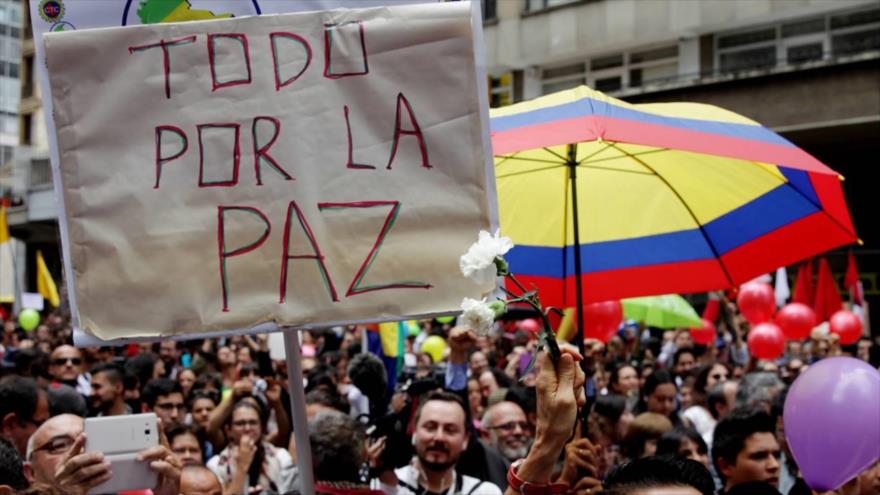 Una movilización en Colombia a favor del Sí en el plebiscito de paz con la guerrilla.