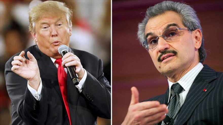 Multimillonaorio principe saudí, Al-Waleed bin Talal (dcha.), y candidato republicano a la Presidencia de Estados Unidos, Donald Trump.