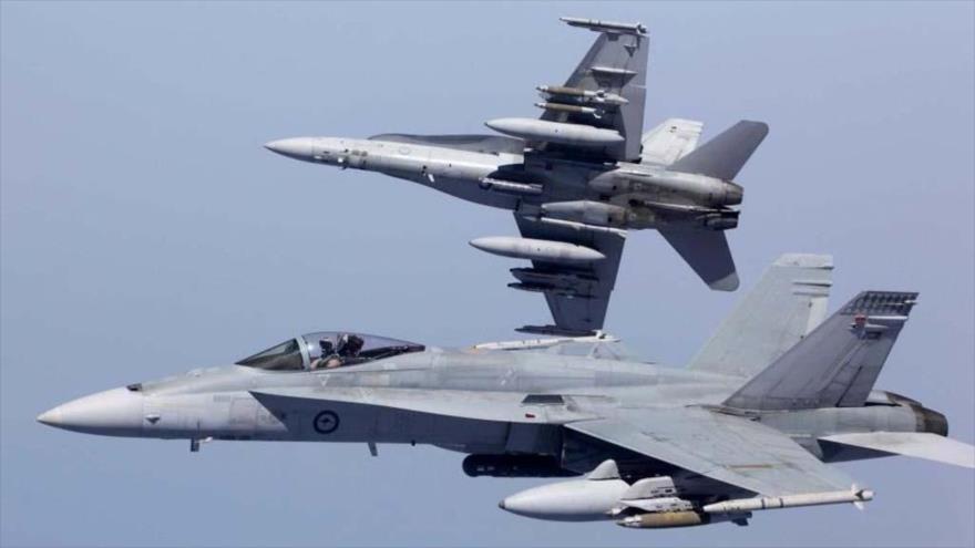 Aviones de combate estadounidenses modelo Boeing F/A-18 Hornet.