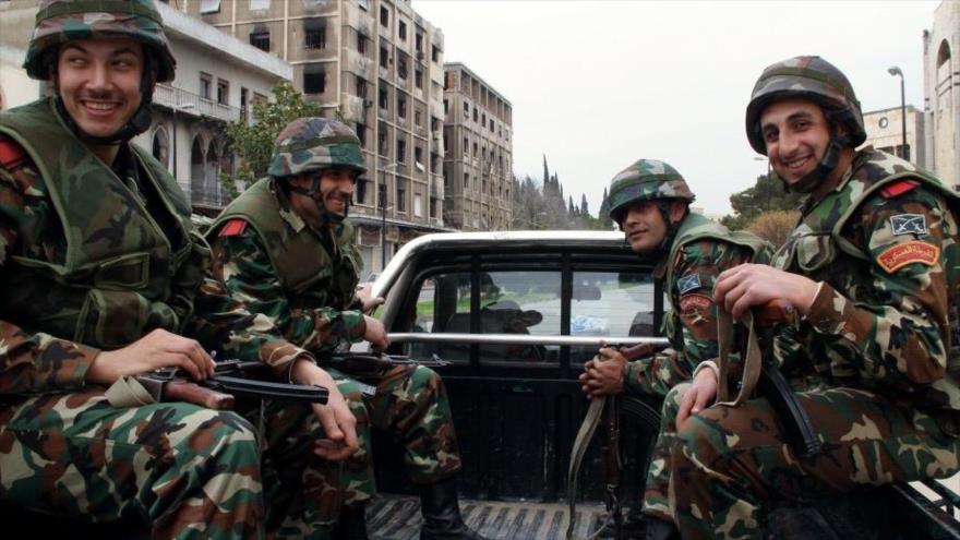 Soldados de la cuarta División Acorazada, una formación elite del Ejército de Siria.