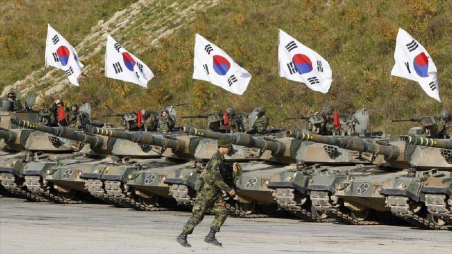 Los tanques y soldados del Ejército de Corea del Sur.
