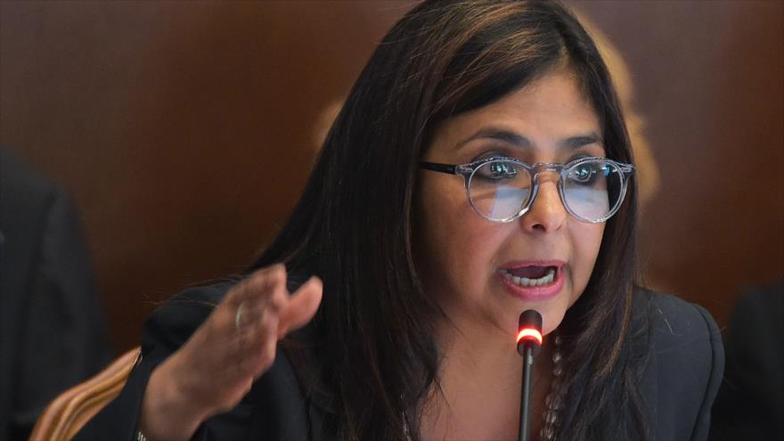 La canciller de Venezuela, Delcy Rodríguez habla en la Organización de los Estados Americanos en Washington, 5 de mayo de 2016.