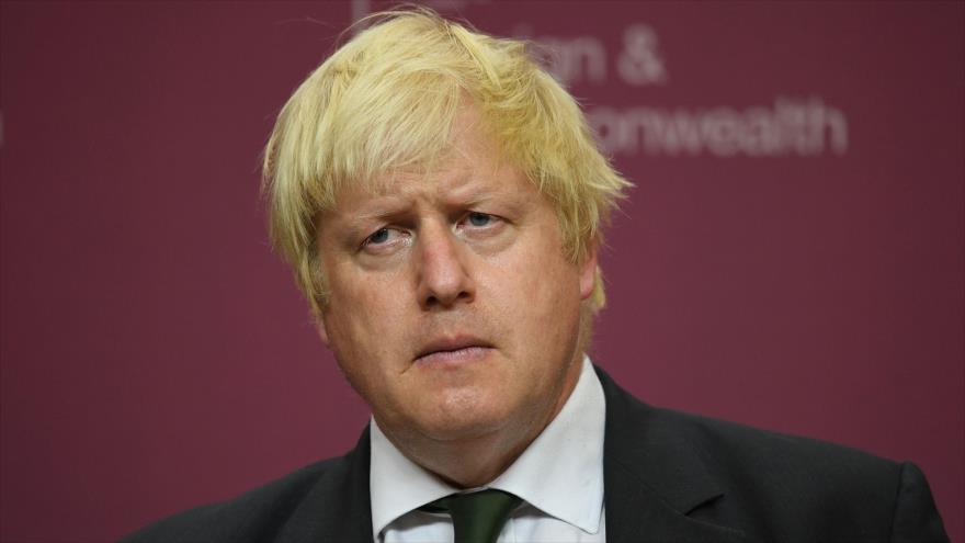 El canciller británico, Boris Johnson, tras una reunión en Londres con Riyad Hijab, el coordinador general de la llamada oposición siria, 7 de septiembre de 2016