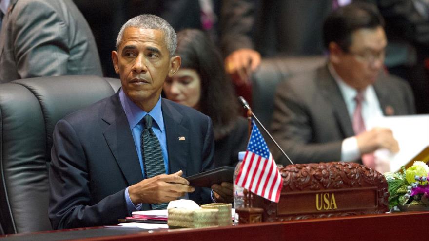 El presidente de EE.UU., Barack Obama, asiste a la cumbre de la Asociación de Naciones del Sudeste Asiático (ASEAN), celebrada en Vientiane, capital de Laos, 7 de septiembre de 2016. 