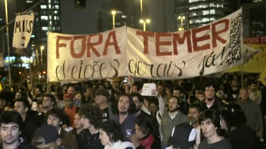 Siguen protestas contra el presidente Michel Temer en Brasil