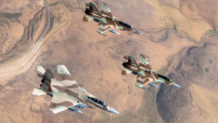 Aviones de guerra F-15 y F-16 de las fuerzas armadas de Israel.
