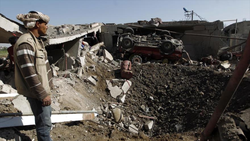 Las viviendas y propiedades de los yemeníes destruidas en un ataque aéreo saudí lanzado contra Saná, capital de Yemen, 4 de septiembre de 2016.