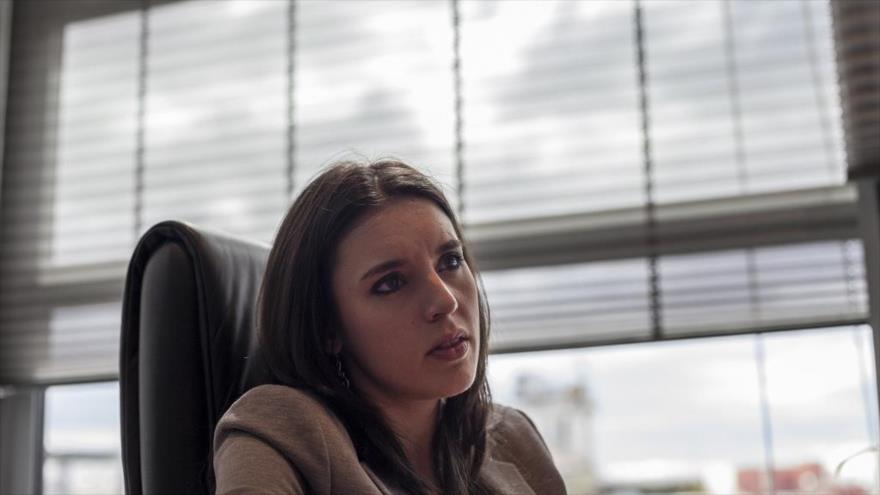 Irene Montero, portavoz adjunta de la coalición española Unidos Podemos y jefa de gabinete del secretario general de Podemos, Pablo Iglesias.
