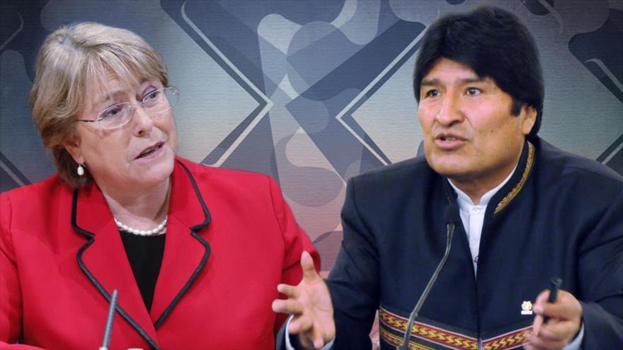 El presidente de Bolivia, Evo Morales (dcha.) junto a su homóloga chilena, Michelle Bachelet.