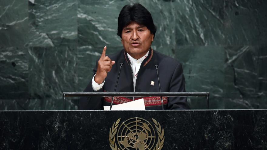 El presidente boliviano, Evo Morales, ofrece un discurso ante la Asamblea General de las Naciones Unidas (AGNU). 21 de septiembre de 2016