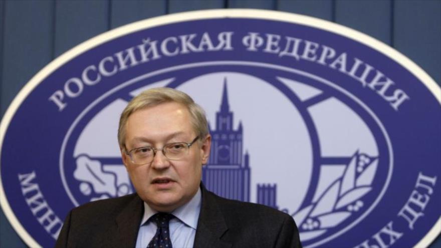 El viceministro de Exteriores de Rusia, Serguei Riabkov, en la sede de la Cancillería rusa.