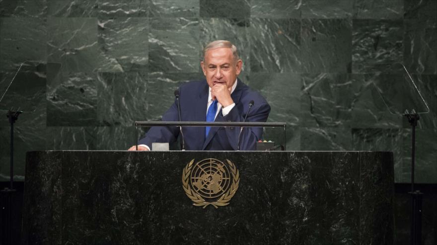 El primer ministro israelí, Benyamin Netanyahu, en su discurso en la Asamblea General de las Naciones Unidas (AGNU), 22 de septiembre de 2016.