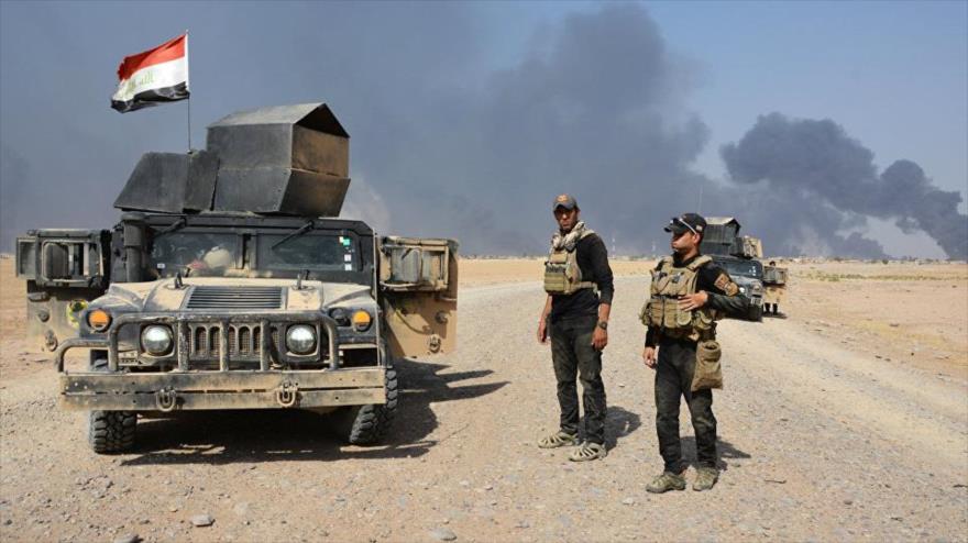 Fuerzas iraquíes cerca de la ciudad de Al-Qayara, en el norte de Irak.
