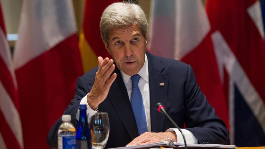 El secretario de Estado de EE.UU., John Kerry, durante una reunión ministerial en la Universidad de Tufts en Medford, en el estado de Massachusetts (noreste), 24 de septiembre de 2016.