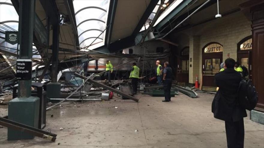 Accidente de tren en la estación de Hoboken en Nueva Jersey, en el noreste de EE.UU., 29 de septiembre de 2016.