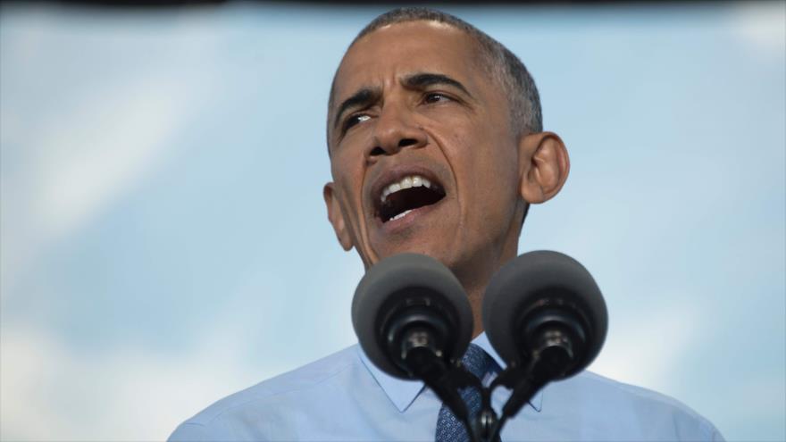 El presidente de EE.UU., Barack Obama, durante su discurso en el estado de Carolina del Norte (este de Estados Unidos), 11 de octubre de 2016.