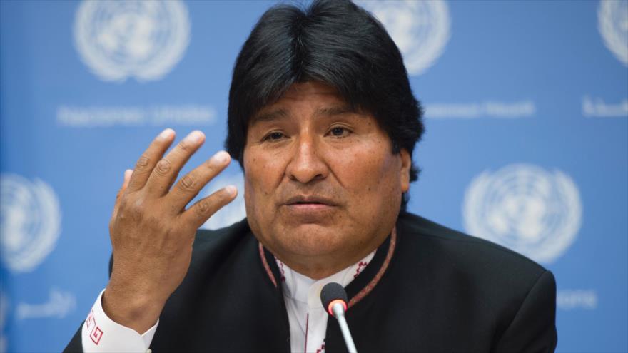 El presidente de Bolivia, Evo Morales, durante una conferencia de prensa en las Naciones Unidas, en la ciudad estadounidense de Nueva York, 21 de abril de 2016.