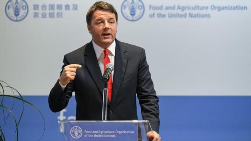 El primer ministro de Italia, Matteo Renzi, ofrece un discurso en la Organización de Naciones Unidas para la Alimentación y la Agricultura (FAO), 14 de octubre de 2016.
