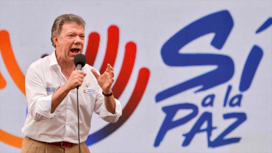 Juan Manuel Santos, presidente de Colombia, durante su campaña a favor de la paz con las FARC, en la ciudad colombiana de Cali, 29 de julio de 2016.