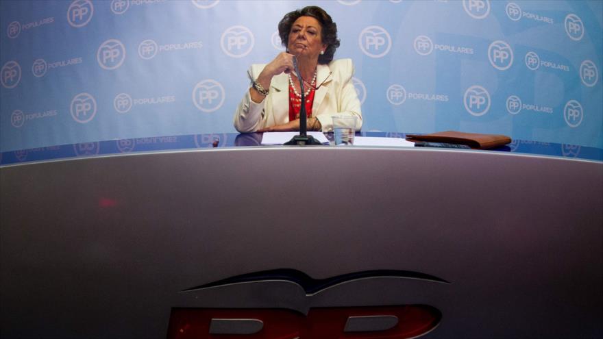 La exalcaldesa de Valencia (este de España), Rita Barberá, del Partido Popular (PP) durante una conferencia de prensa, 25 de febrero de 2016.