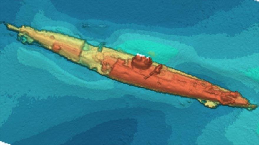 Imagen de sonar muestra los restos de un submarino de la Primera Guerra Mundial prácticamente intactos.