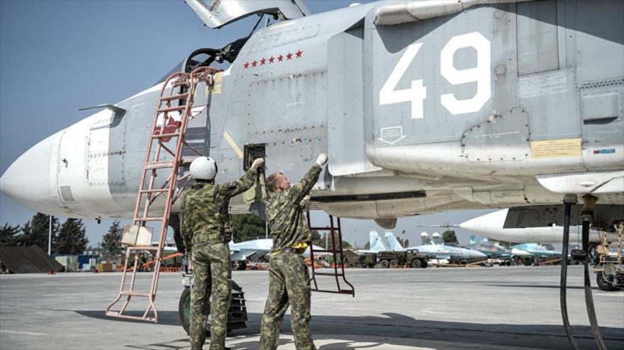 Fuerzas rusas en la base aérea rusa de Hmeimim, en la provincia de Latakia (noroeste de Siria).