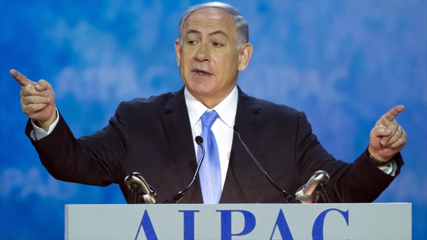 El primer ministro del régimen israelí, Benyamin Netanyahu, durante la conferencia anual del Comité de Asuntos Públicos Estados Unidos-Israel (AIPAC, por sus siglas en inglés), en Washington, EE.UU., 4 de marzo de 2014.