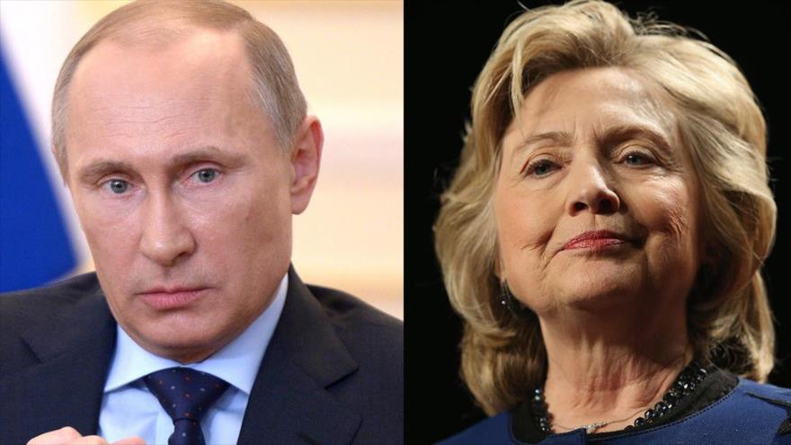 La candidata demócrata a la Presidencia de EE.UU., Hillary Clinton y el presidente de Rusia, Vladimir Putin.