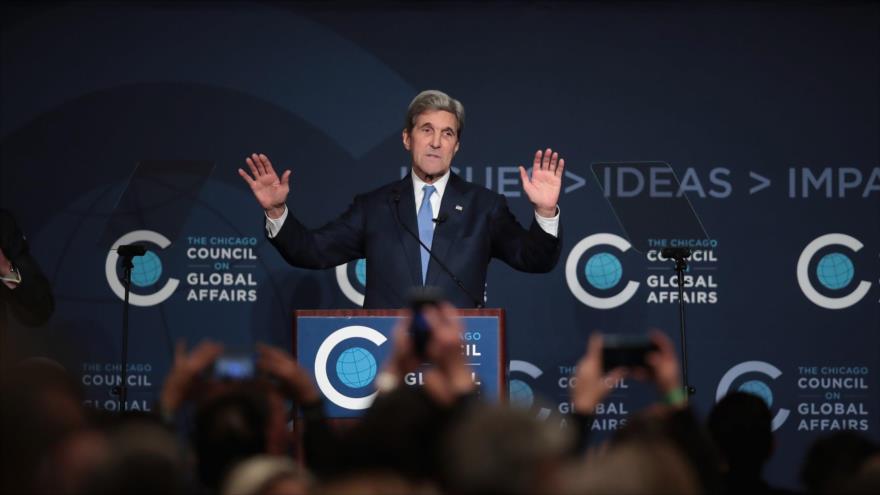 El secretario de Estado de EE.UU., John Kerry, ofrece un discurso en la conferencia del Consejo de Chicago para asuntos globales, 26 de octubre de 2016.