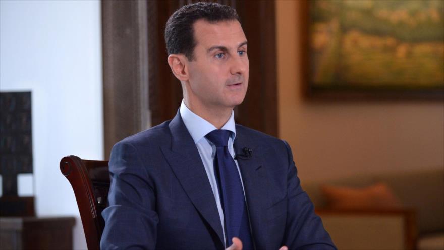 El presidente sirio Bashar al-Asad durante una entrevista con el canal estadounidense NBC News en la capital siria, Damasco, 14 de julio de 2016.